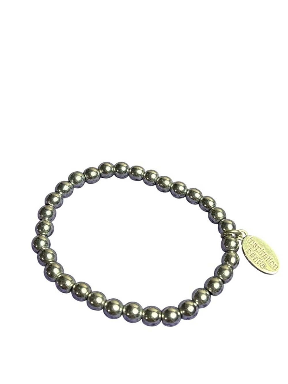 Inspiration Beads Silvertone Metal Beaded Stretchy Bracelet 6.25 inches